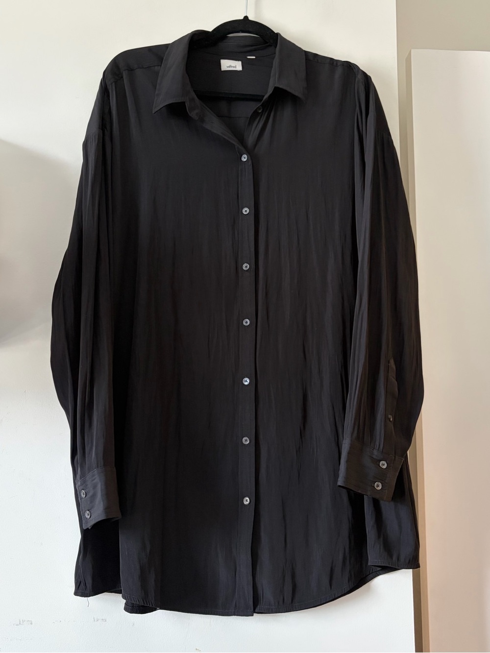 WILFRED ARITZIA THE FLOWLY BUTTON UP BLOUSE BLACK SIZE 3